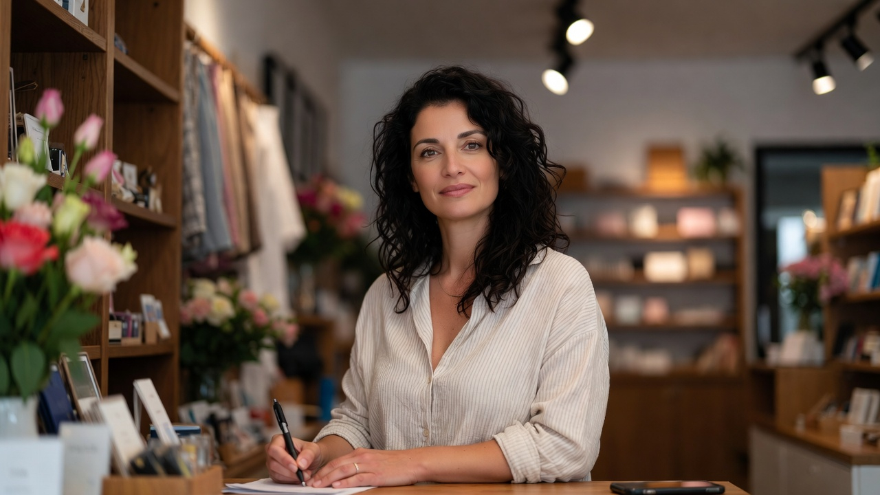 בעלת עסק מנהלת את המשרד בהצלחה