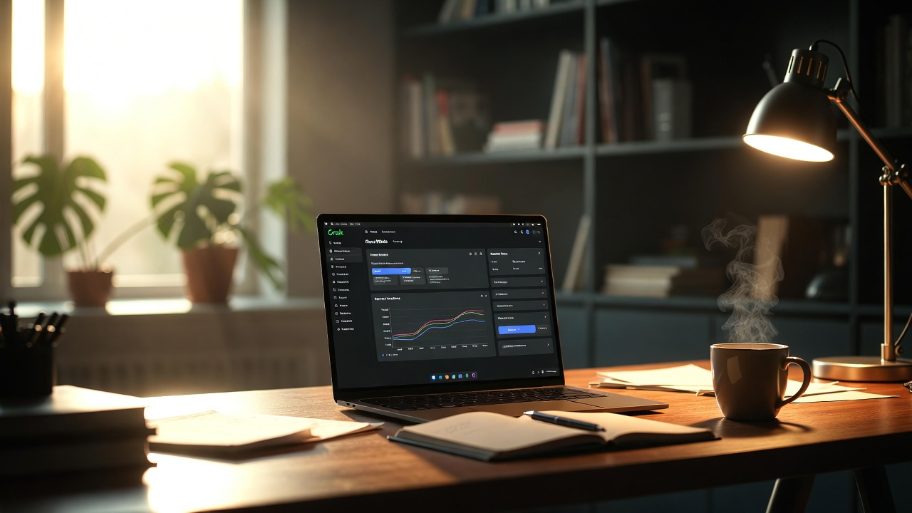 שולחן משרדי עם מחשב נייד