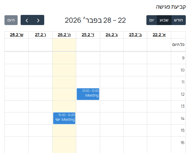 ממשק CRM עם יומן