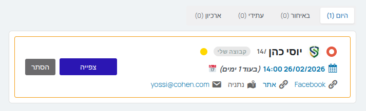 רשומת לקוח בודד עם הסברים